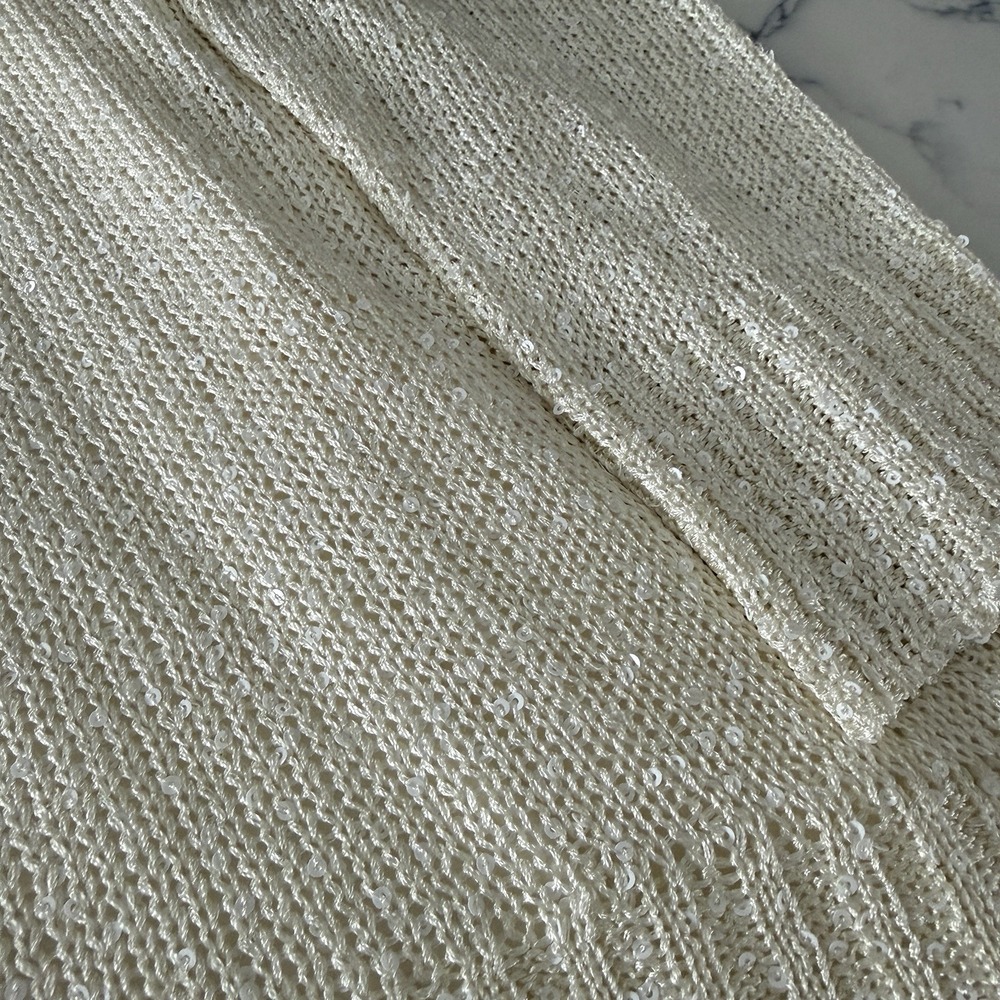Chelsea & Theodore Layered Sequin Knit Sweater Sz 1X White Curved Elevated Basic - Picture 5 of 11